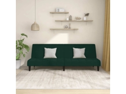 Vidaxl Sofá-cama De 2 Lugares Veludo Verde-escuro