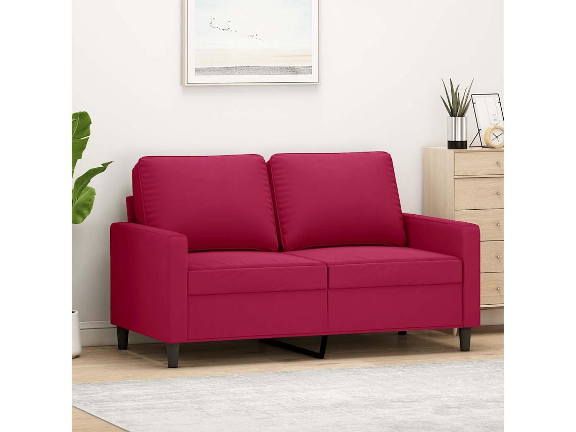 Vidaxl Sofá De 2 Lugares Veludo 120 Cm Vermelho Tinto