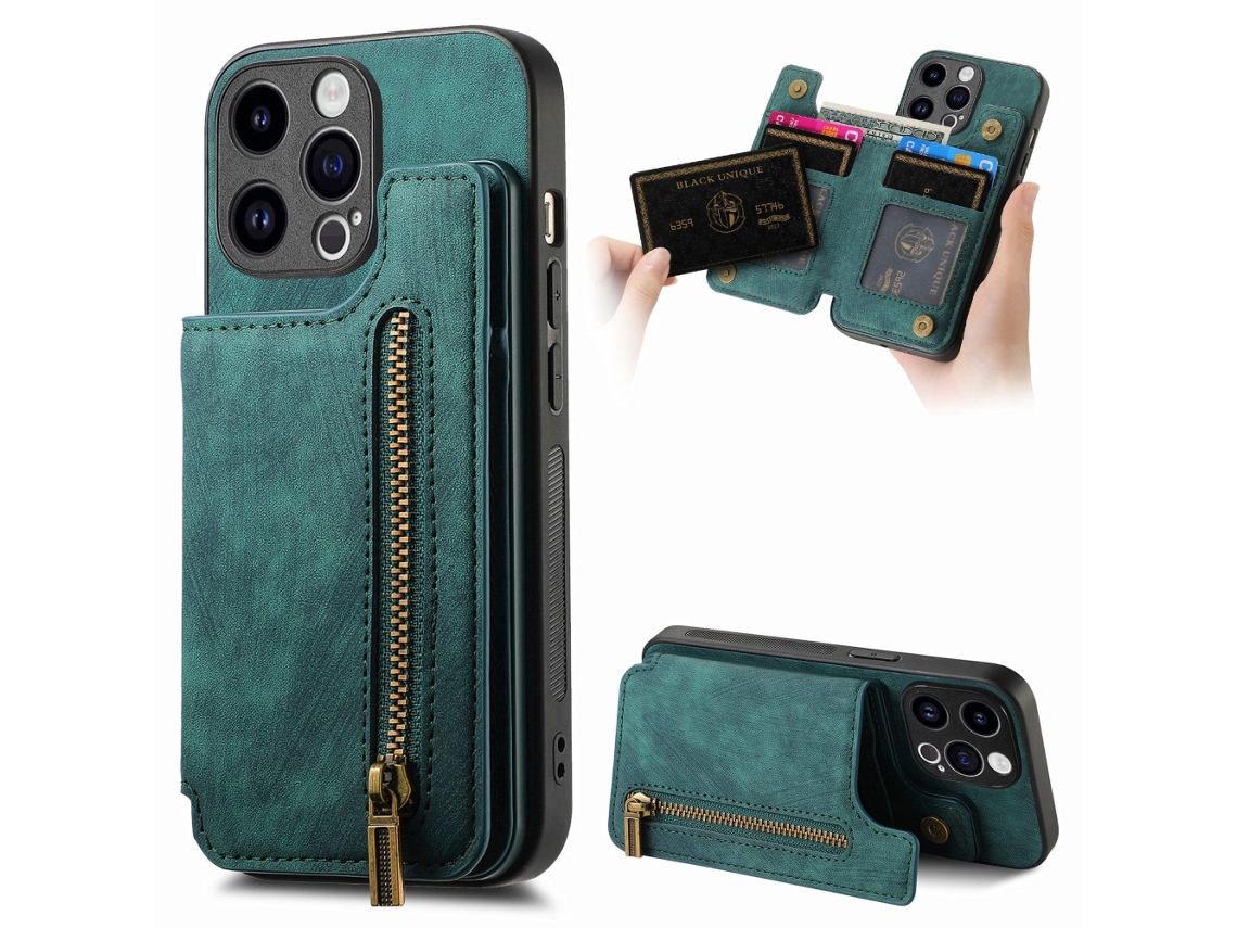 Capa Para Iphone 14 Pro Max Pele Sintética Verde