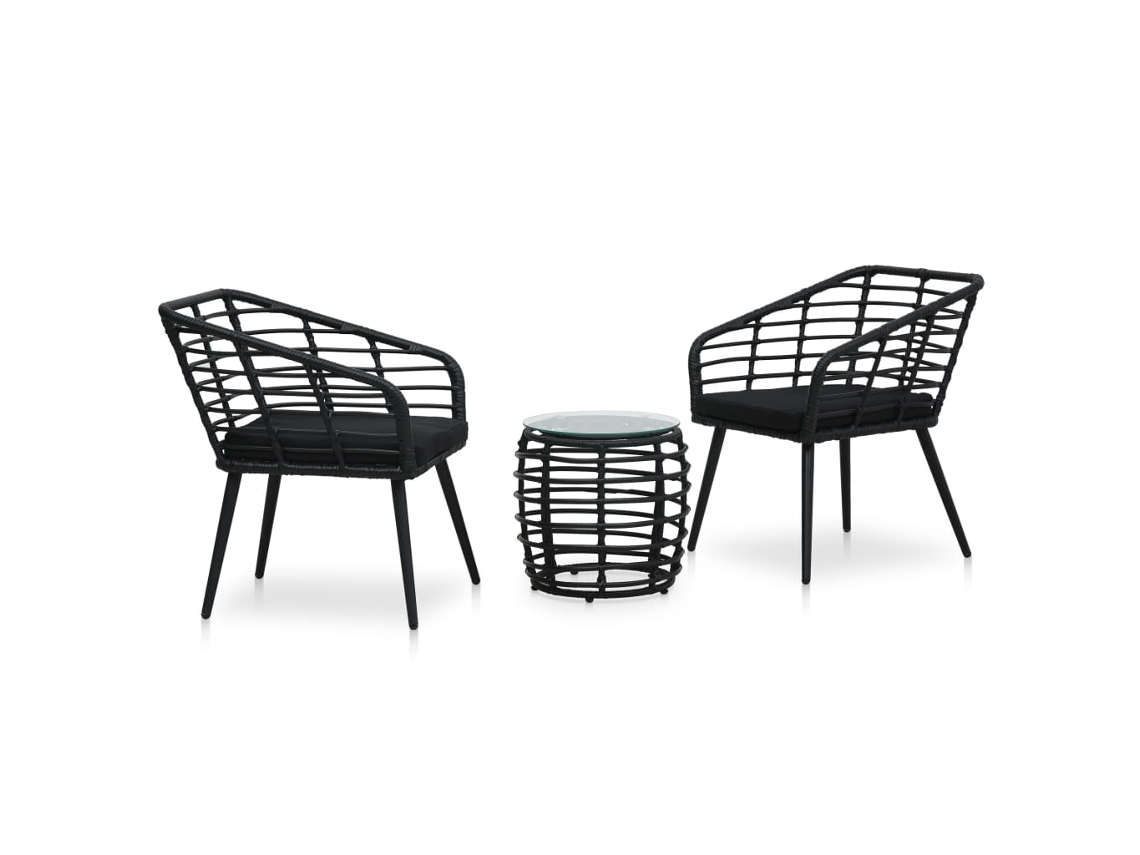 Bistro Set, Bistro Sets Vidaxl Preto Rattan / Vime (n/a)