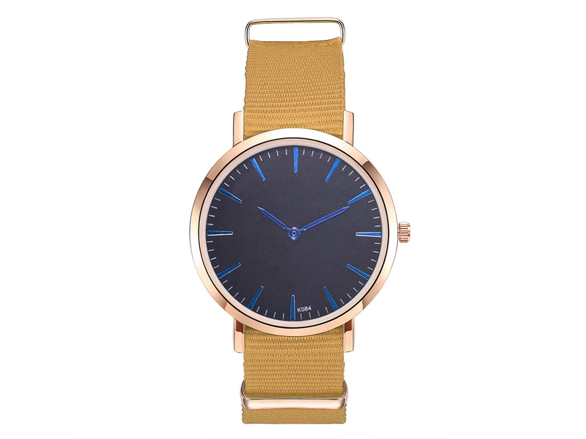 Relógio de pulso analógico de quartzo com pulseira de nylon (amarelo)