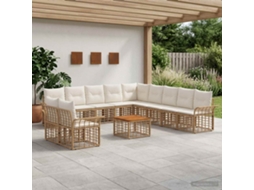 Vidaxl Conjunto De Sofás Para Exterior 12 Pcs Natural E Branco Creme