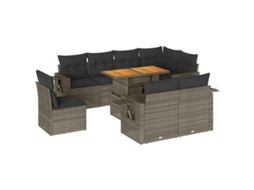 Conjunto de 9 Sofás para Jardim com Almofadões Vime Pe Cinzento MAISON EXCLUSIVE (90x200 cm)