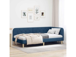 Vidaxl Estrutura de Cama de Canto Azul 100 X 200 Cm Tecido