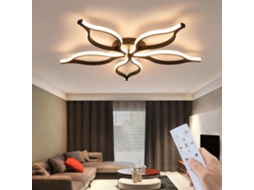 Nettlife Candeeiro De Teto Led Moderna De 80 Cm E 75 W, Preta, Dimerizável De 3000 A 6500 K, Com Controlo Remoto, Modo Luz Noturna