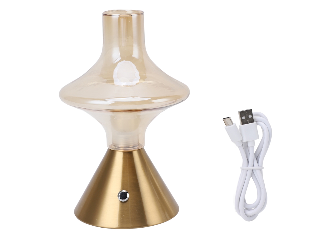 Lâmpada de Mesa sem fios recarregável, 1800mAh, operação dimmable, toque, com abajur de vidro S/MARCA