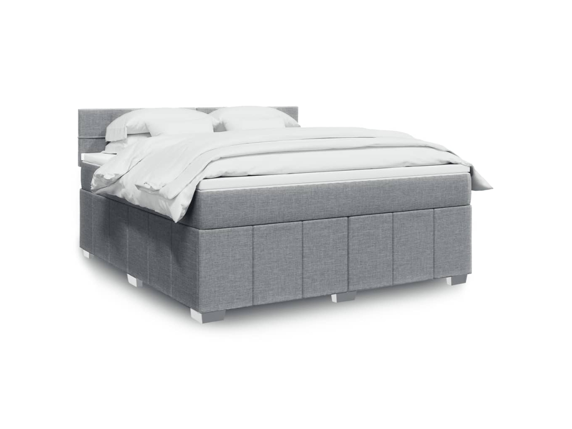 Vidaxl Cama Com Molas/colchão 180x200 Cm Tecido Cinzento-claro