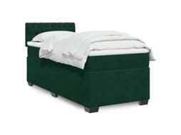 Vidaxl Cama Com Molas/colchão 90x190 Cm Veludo Verde-escuro