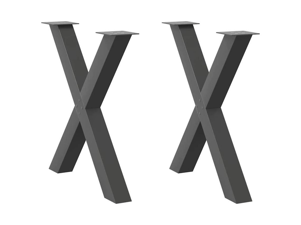 Vidaxl Pés Para Mesa De Jantar Em Formato De X, 2 Peças, Antracite, 70x(72-73) Cm, Aço