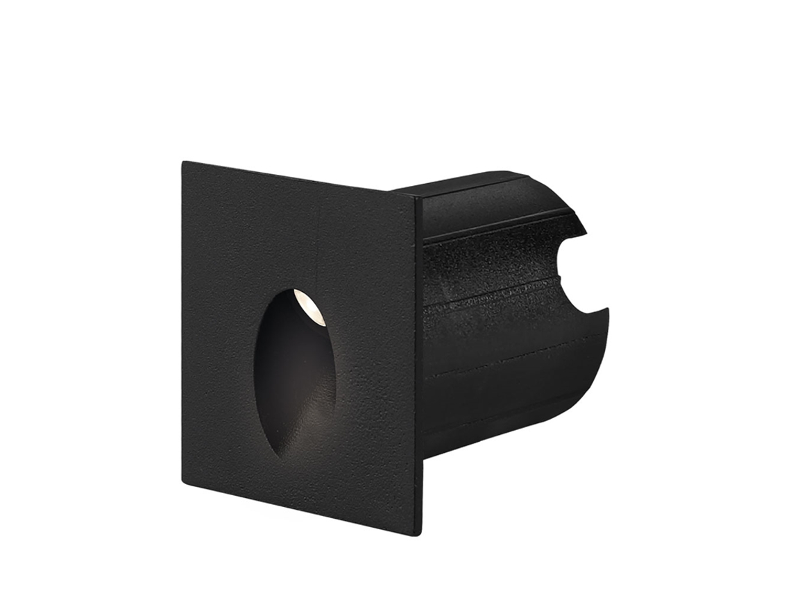 Mini Spot Led Wall Vector D Quadrado Preto 2W 3000K Ip65 BRAYTRON