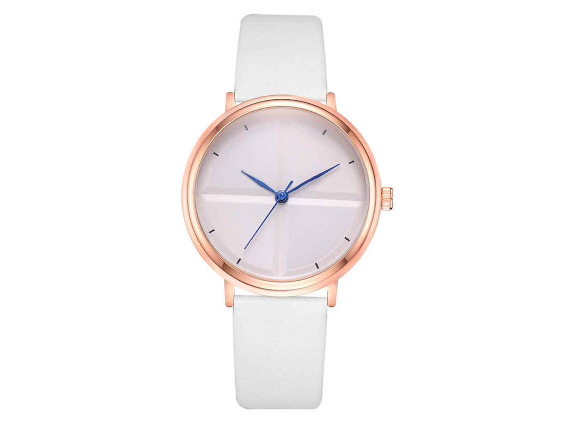Relógio de Quartzo Feminino Estilo Vintage Pulseira de Couro Pu Clássico Branco