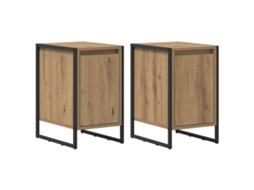 Conjunto de 2 Mesas de Cabeceira Carvalho Artesanal MAISON EXCLUSIVE 39.5x30x50 cm