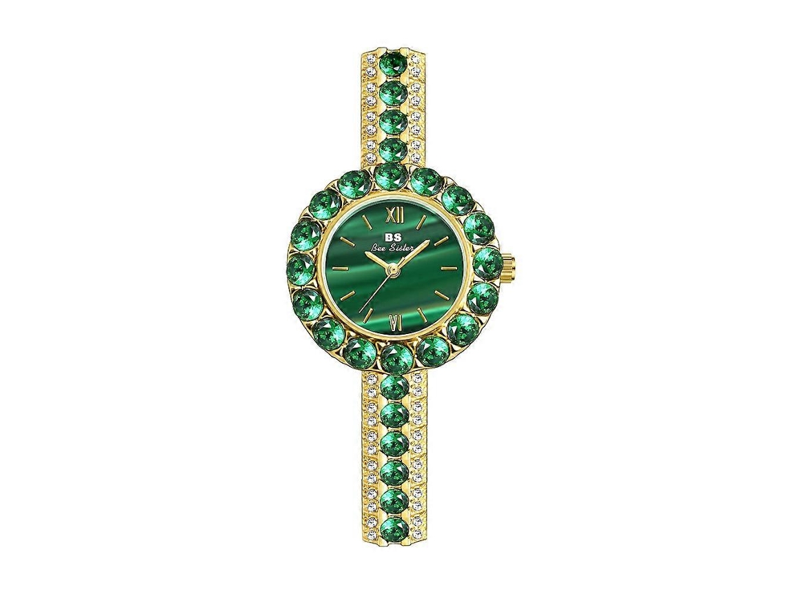Relógio Feminino Bs Bee Sister Fa1698, Modelo Pequeno, Com Textura De Malaquita Retrô E Design Simples.