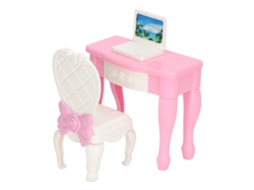 Primerox conjunto Mesa Cadeira Laptop Miniatura 1:12 para Casinha de Bonecas Acessório