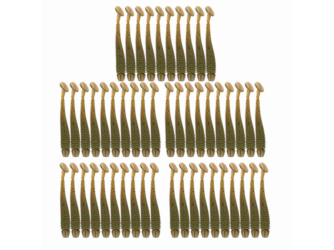 Iscas de Pesca T Tail Grub 5cm 50pcs Preto