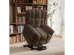 Cadeira de Massagem Elétrica SIMURQ Tecido Felpudo 1 Unidade 87x65cm com Aquecimento e 8 Pontos Poltrona Reclinável de Leitura Castanha para Sala