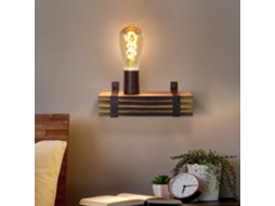 Nettlife Candeeiro De Parede Vintage E27 Retro Em Madeira 23 Cm Design Industrial Com Tomada, 60 W, Uso Diário, Em Casa, Para Uso Diário