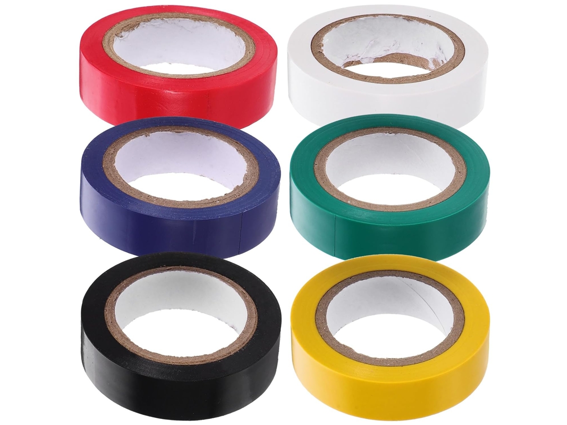 Fita Isolante Elétrica De Pvc Veemoon, 6 Cores Sortidas, 15mm X 10m, 6 Rolos, Fita Isolante Larga E Resistente A Altas