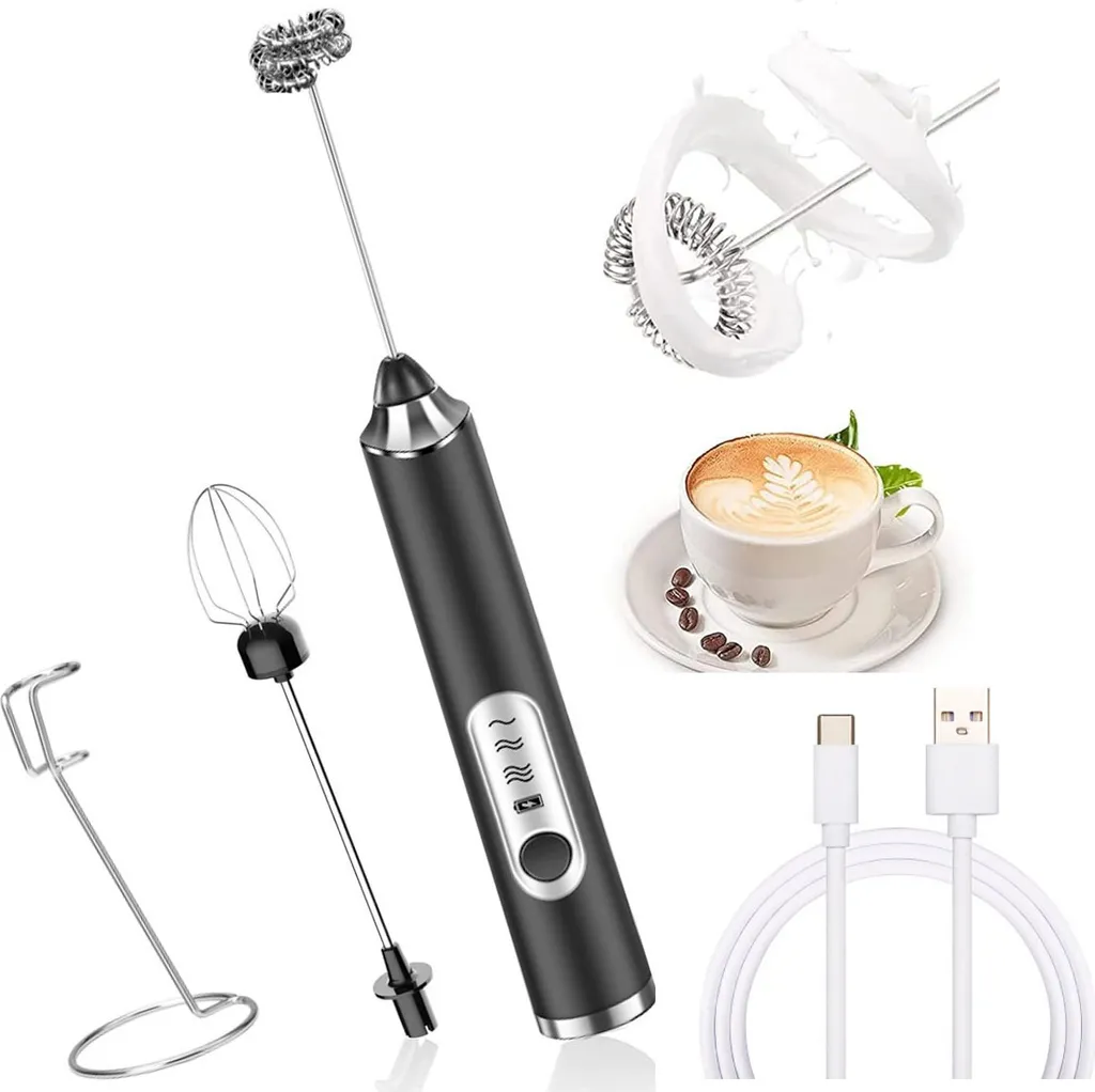 Espumador Elétrico de Leite, Aço Inoxidável, com Suporte AQUAFORGE