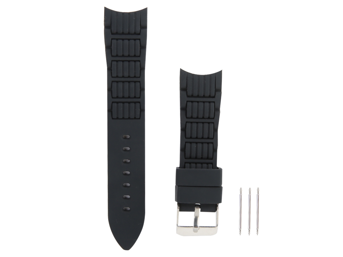 Pulseira de silicone de 20 mm com fivela de pino, acessório de reposição, preta.