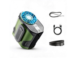 Ventilador de Cinto HENTEN HOME 4000mah Vento Forte Lanterna 2 em 1 Verde