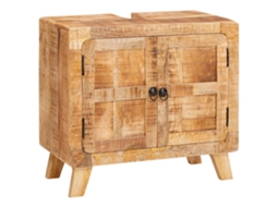 Conjunto 1 Armário De Banheiro Vidaxl Castanho Madeira De Mangueira Maciça (60 X 33 X 55 Cm)