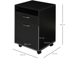 Bloco de Gavetas Melamina de Madeira Cor Preto 40x35x60 cm Homcom