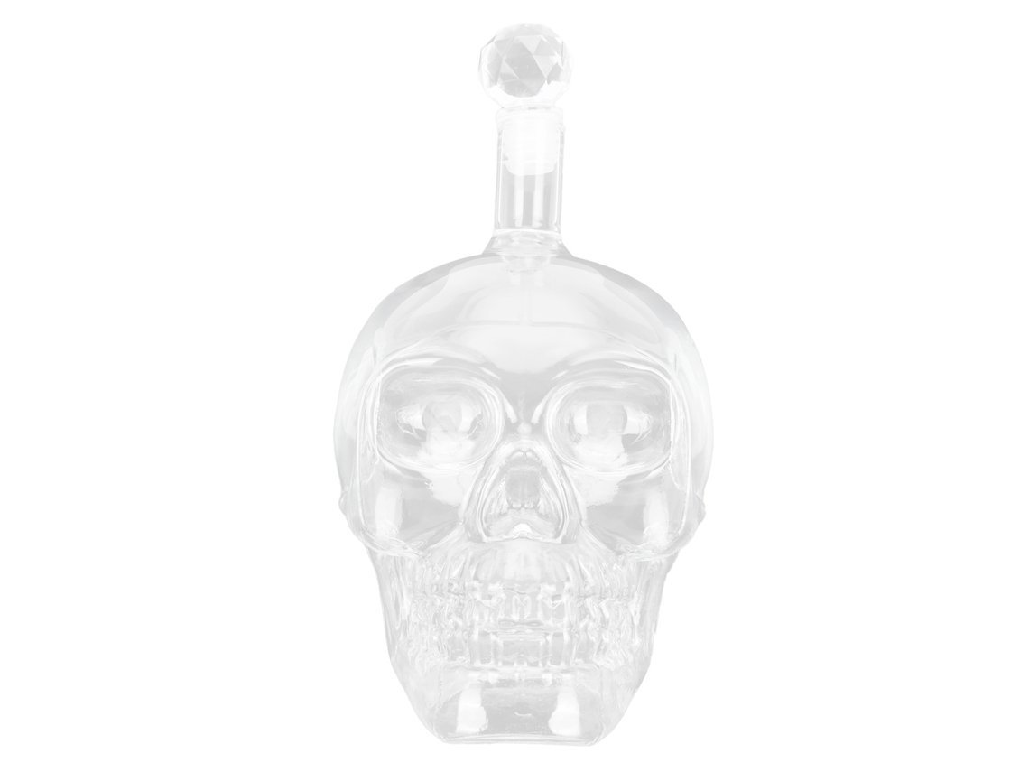 Garrafa de vidro transparente forma de crânio 1000ml para whisky vinho bar ktv S/MARCA