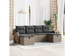 Vidaxl Conjunto De Sofás Com Almofada Manual 6 Pcs Cinzeto Vime Pe