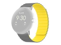 Bracelete Silicone Magnético Ajustável para Google Pixel Watch Cinza/Amarelo