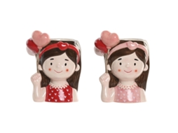 Plantador Home Esprit Vermelho Cor De Rosa Cerâmica Chica Urbana 12 X 9 X 16 Cm (2 Unidades)