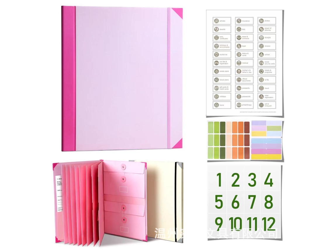 In Case I Go Missing Binder Manila Folder Accordion File Pocket Organizer, Pink