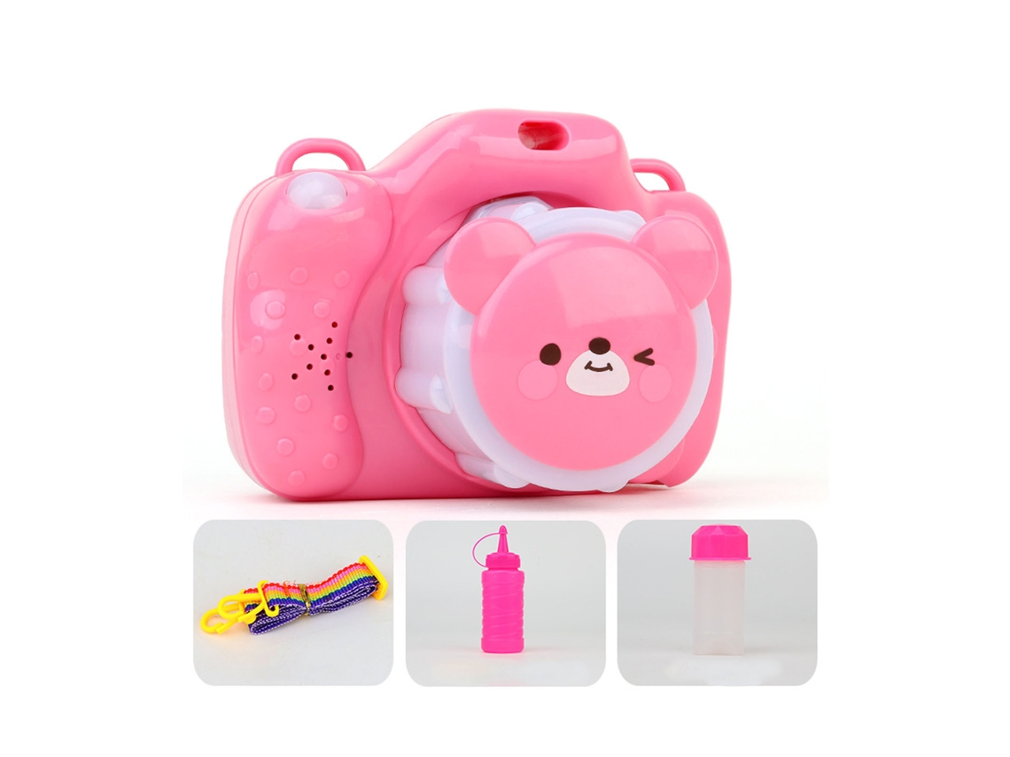 Mali brinquedo de Bolhas Automático com Luz Led e Música Ursinho Rosa Manual Portátil para Crianças
