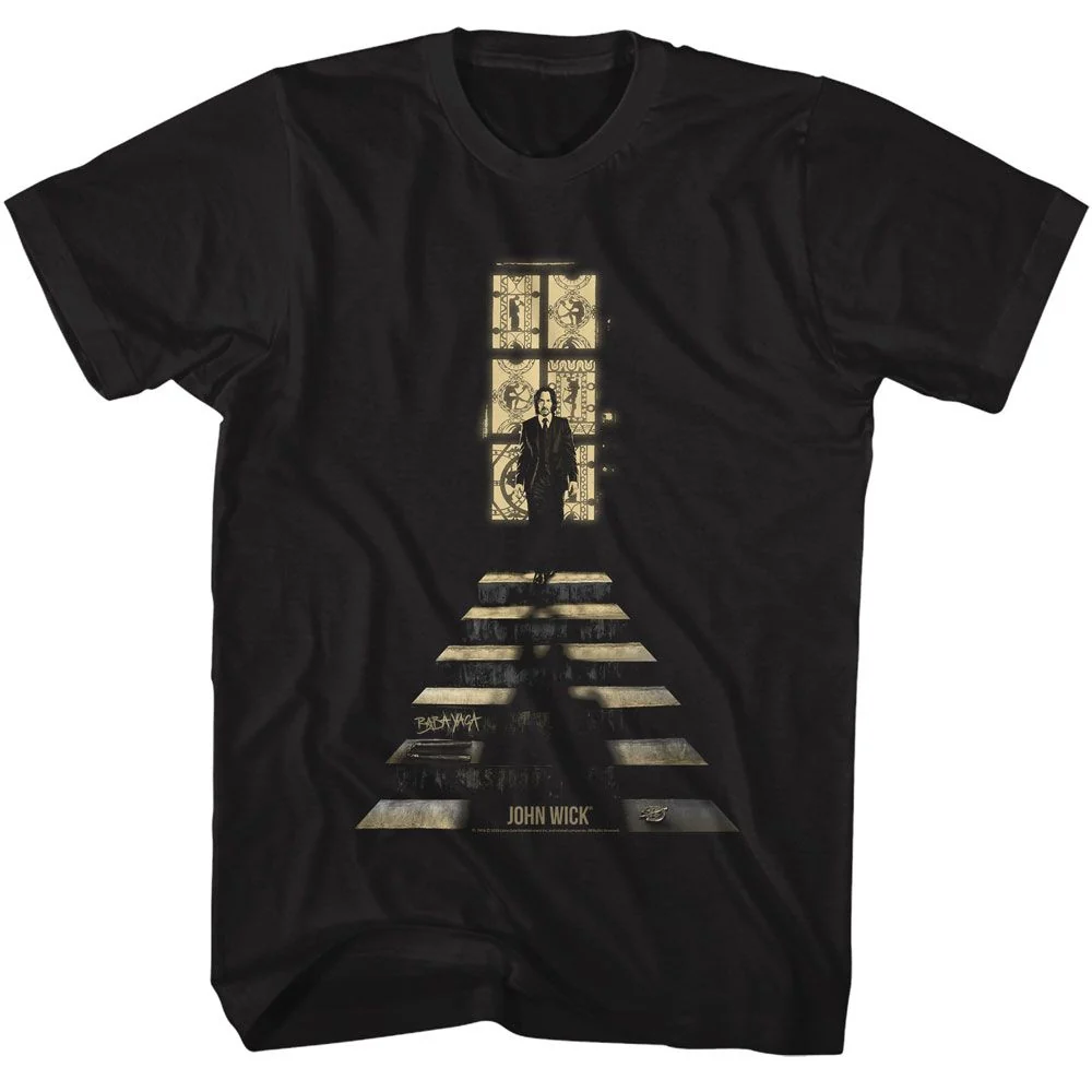Rockinstone John Wick Stained Glass Window Black Adult T-shirt Size:s