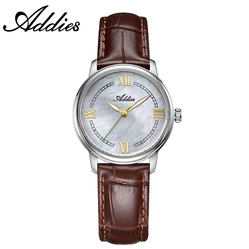 Relógio Feminino De Quartzo Com Cristal De Safira De 31 Mm, Pulseira De Couro Genuíno E Resistência À Água De 50 M (dourado).