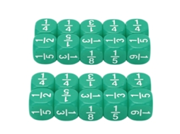 20 Pecas Dados de Fração Conjunto de Aula Plastico 6 Lados para Pratica de Matematica Crianças Verde S/MARCA