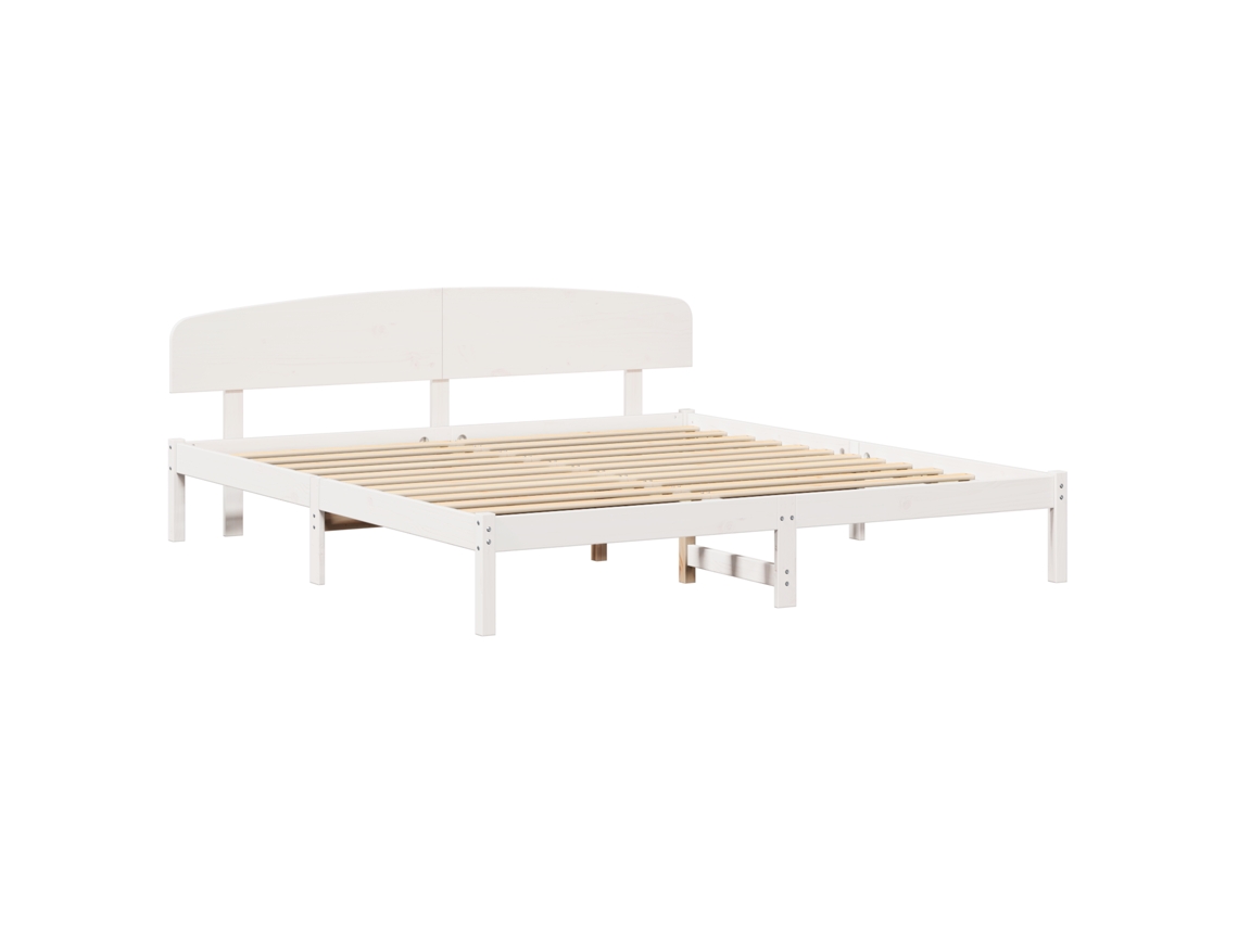 Conjunto 1 Estrutura De Cama Moderna Vidaxl Branco Madeira De Pinho Maciça (200 X 200 Cm)