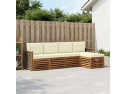 Vidaxl Conjunto De Sofás Para Exterior 5 Unid. Natural E Creme