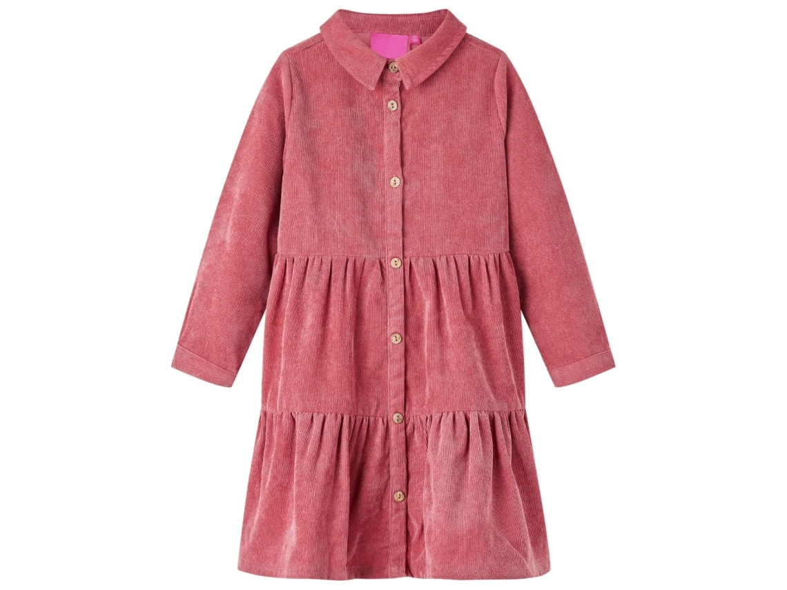 Vestido De Manga Comprida P/ Criança Bombazina Rosa-velho 92