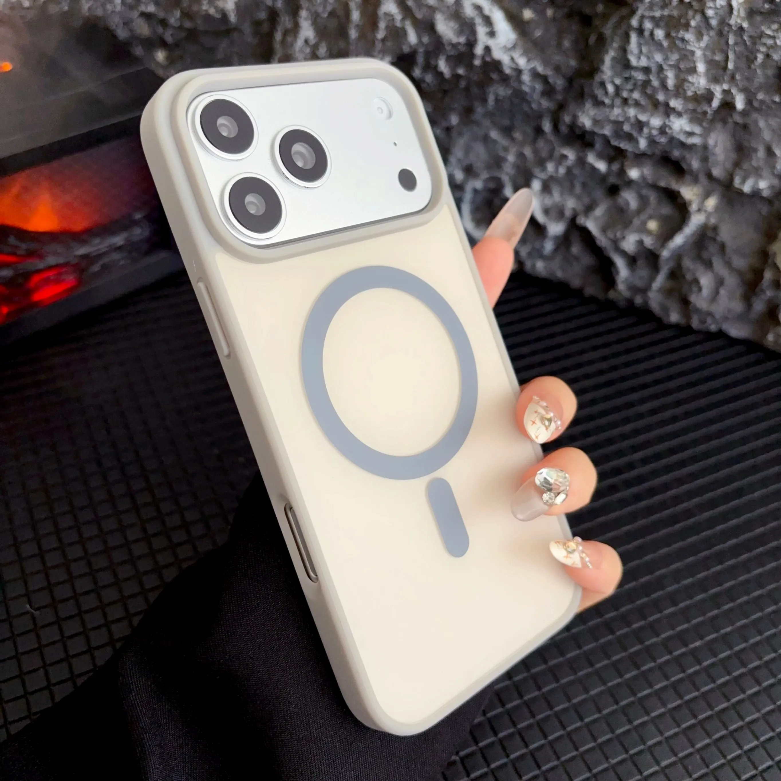 (branco) Capa Para Celular, Pegada Confortável, Resistente A Impactos, Compatível Com Magsafe, Acabamento Fosco