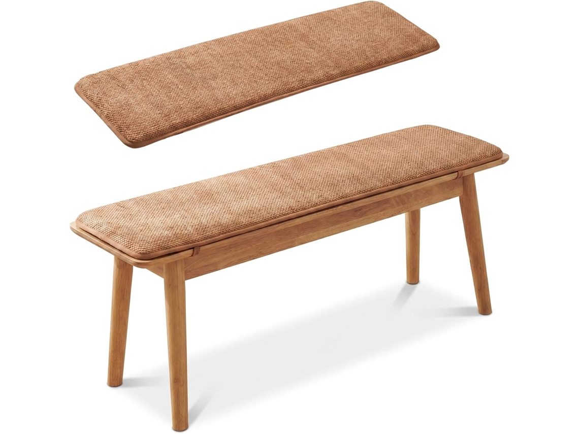 Almofada Para Janela Banco Interno De Espuma Alta Densidade Antiderrapante Grande Capacidade, Cor Camel, 35x 150cm 13