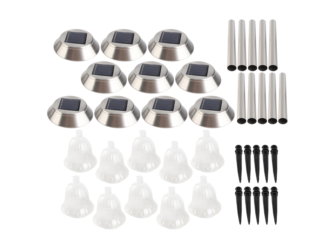 Luzes Solares Jardim Led 10 Unidades Aço Inoxidável