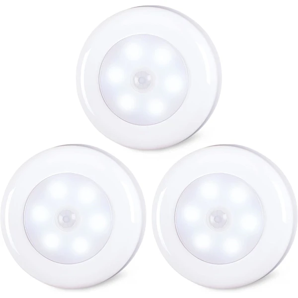 Conjunto De 3 Luzes Led Com Sensor De Movimento Para Interiores, Alimentadas Por Bateria, Ideais Para Debaixo De Armários, Guarda, Roupas, Escadas