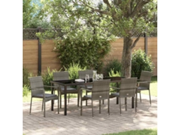 Vidaxl Conjunto De Jantar Para Jardim 7 Unid. Cinzeto Vime Pe