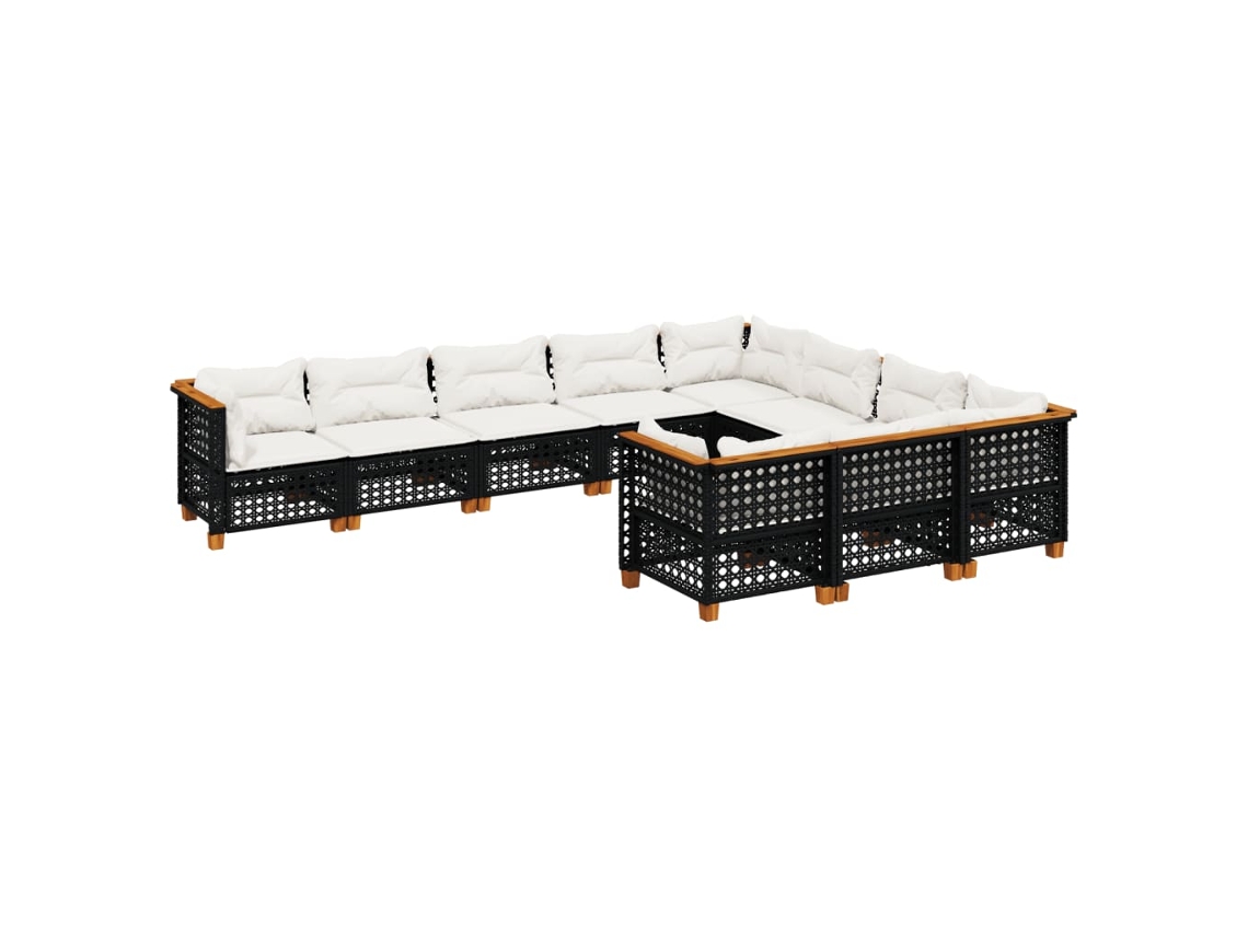 Maison Exclusive - 10 Pcs Conjunto Sofás De Jardim C/ Almofadões Vime Pe Preto