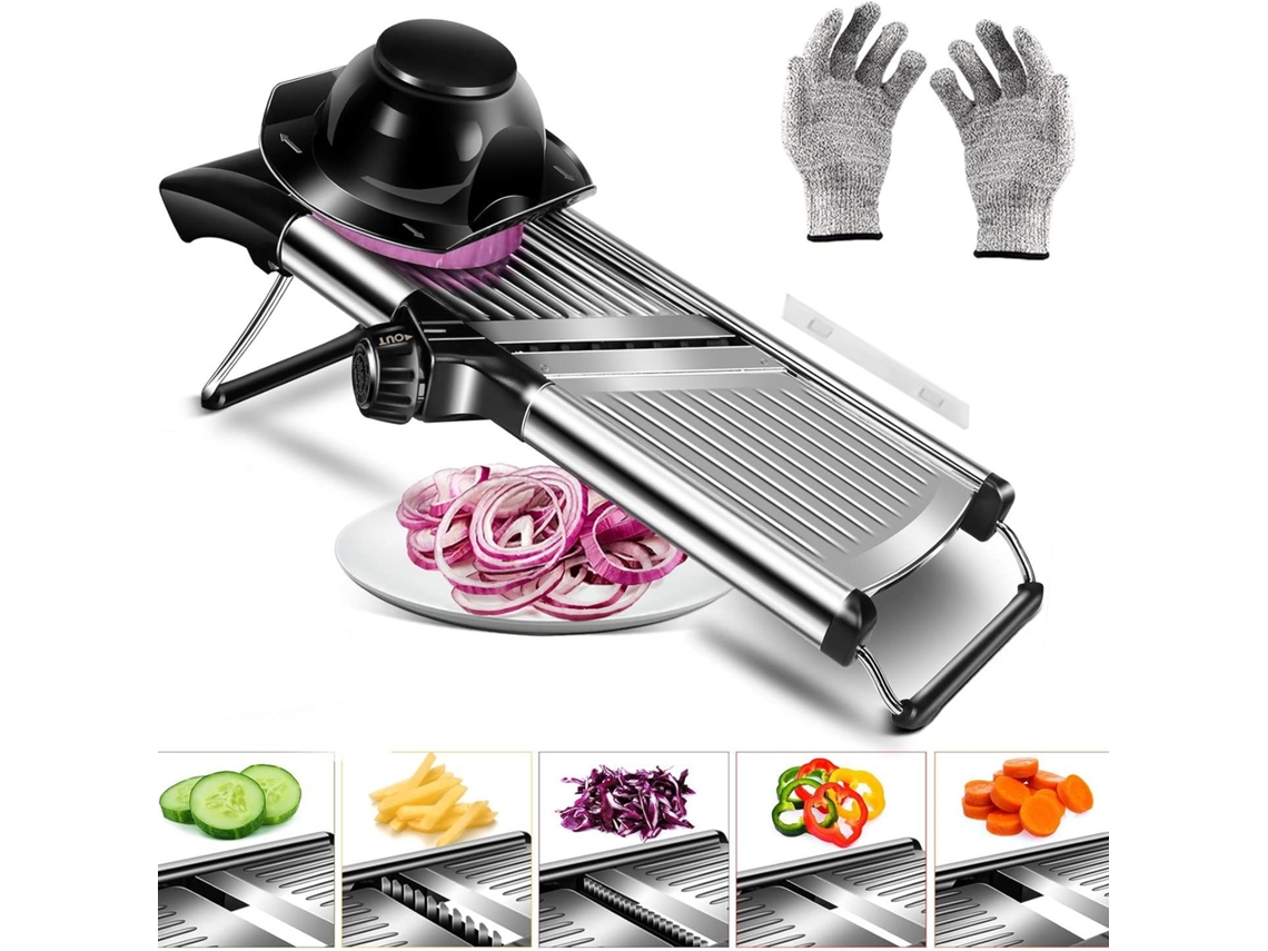 Lurelia Mandolina Legumes Aço Inoxidável Ajustável Proteção Manual 17,5 X 7,5 Cm Vermelho Para Frutas