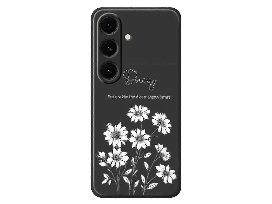 Capa Tkdaddy Para Samsung Galaxy S24 Fe Com Estampa De Flores E Bordas Retas Em Tpu, Preta