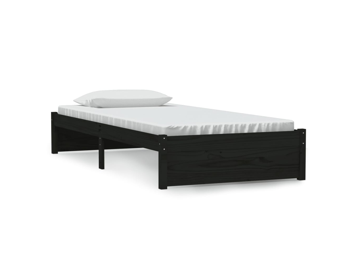Estrutura de Cama Solteiro MAISON EXCLUSIVE em Madeira Maciça Preto (90x190 cm)