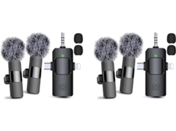2 Microfones de Lapela 3 em 1 Sem Cabo para Android, Câmera, Microfone Usb c, Mini com SFUSHOS