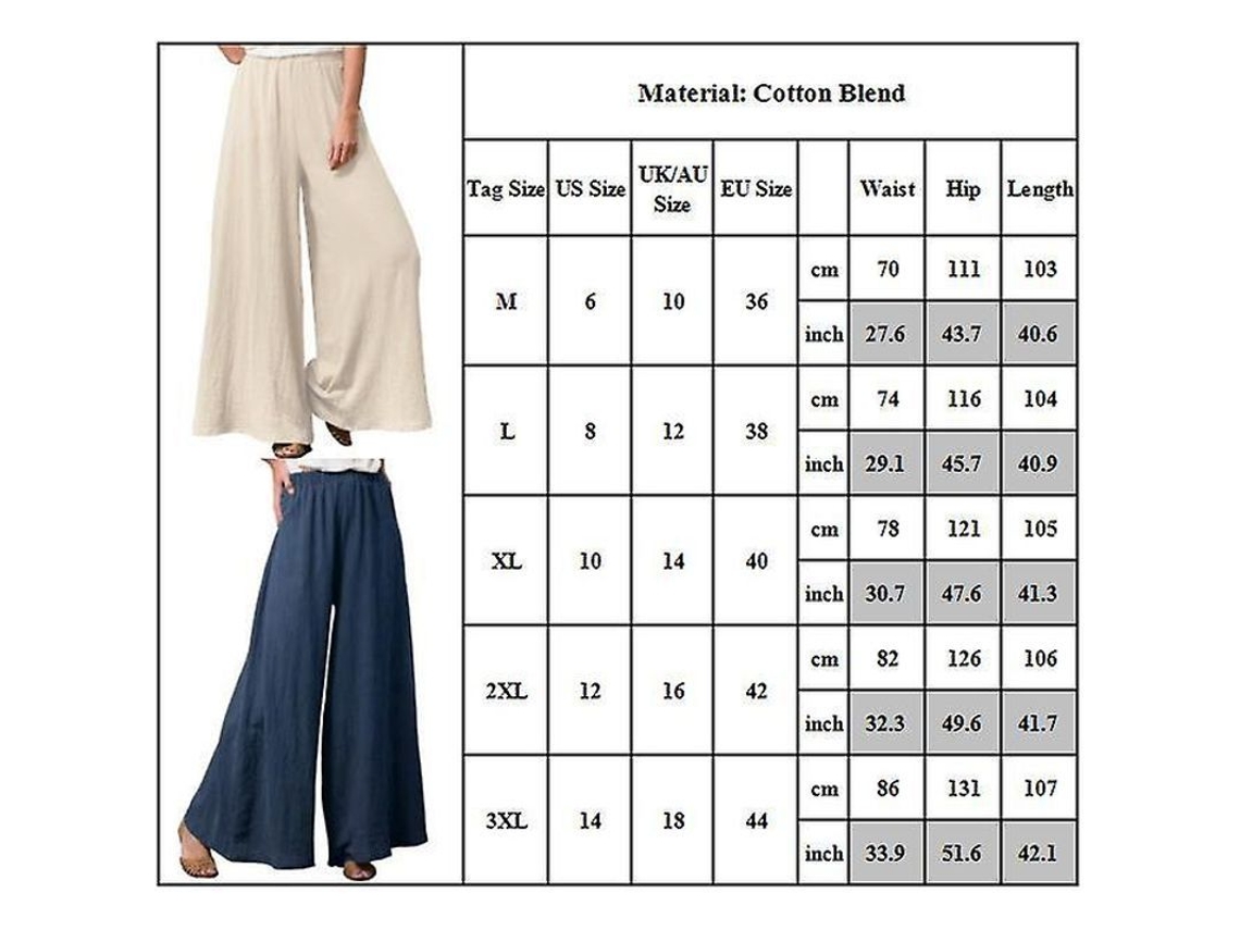Fasst pantalones Anchos para Mulher com Cintura Elástica, Casual de Algodão (S/MARCA)